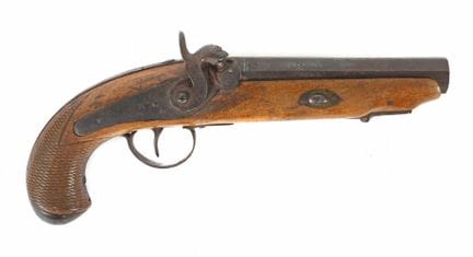 Perkussionspistole Spanien, 1851, Nussbaumschäftun