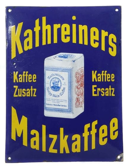 Kathreiner Malt Coffee Enamel Sign, 1910s/1920s, d