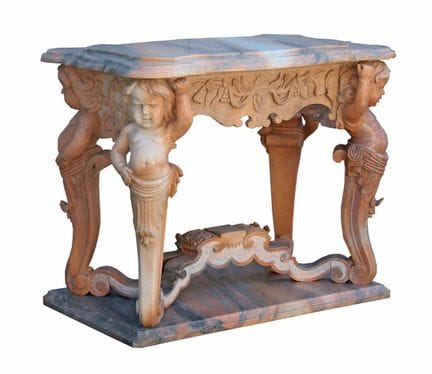 Marble table with figurative decoration, 20th cent