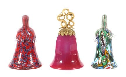 Three table bells from Bohemia and Murano, 19th/20