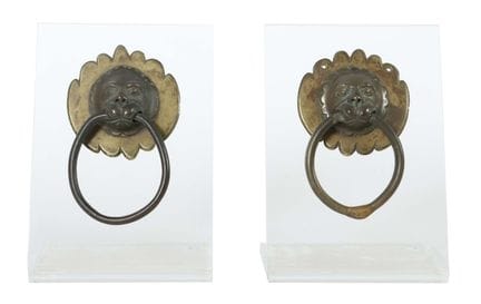 Paar Türzieher mit Löwenkopf 17./18. Jh., Bronze, 