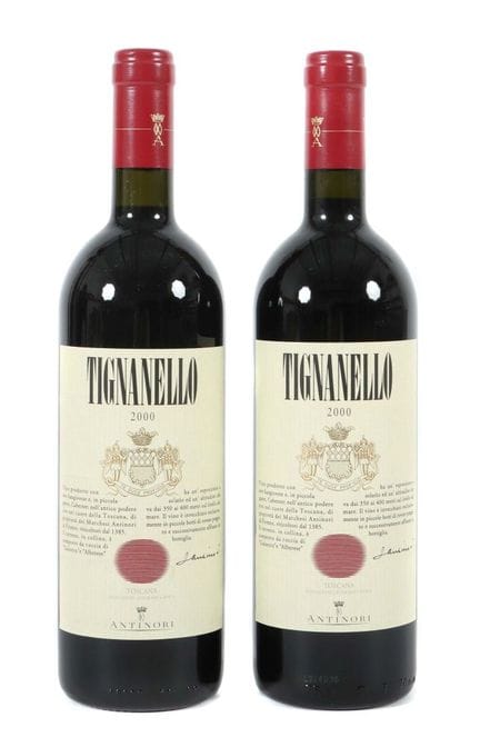 2 bottles of Tignanello red wine, 2000, Antinori, 