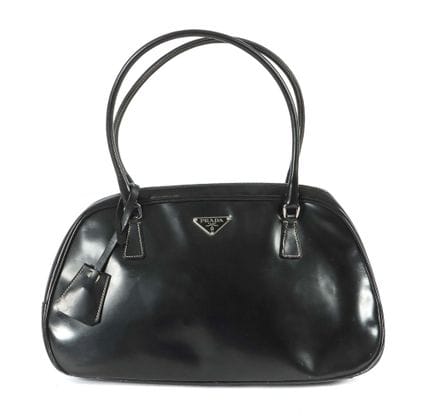 Bolso de mano Prada «Milán», piel charol negra, he