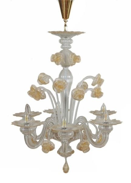 Six-light Murano chandelier, Venice, second half o