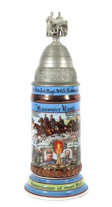 Chope de réserviste en porcelaine, portant l'inscr