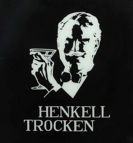 Reverse-glass advertising sign “Henkel trocken,” c