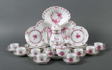Thirty pieces from the “Apponyi Purpur” coffee ser