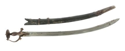 Tulwar Indien, 19. Jh., gekrümmte Rückenklinge mit