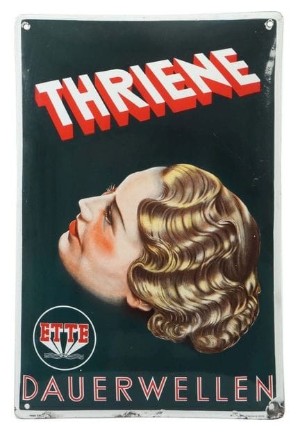 Thriene Permanent Wave ETTE Enamel Sign, 1920s/193