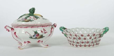 Lunéville lidded tureen and openwork basket-shaped