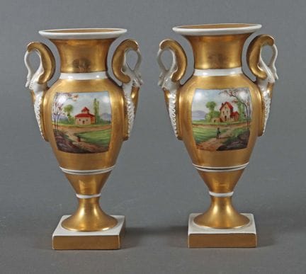 Pair of decorative vases, probably German, 19th ce