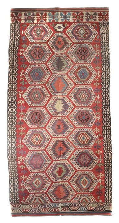 Zweibahniger Schlitzkelim Anatolien, um 1900, Woll
