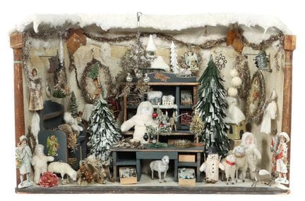 Salon de Noël : ancien meuble de salon en bois, de