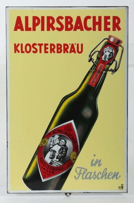 Alpirsbacher Klosterbräu in Bottles enamel sign, c