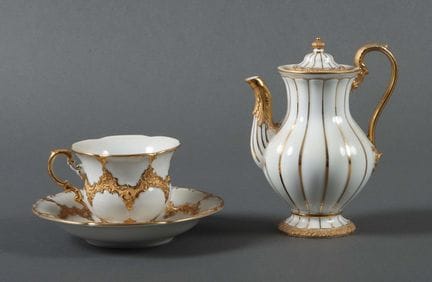 "X-Shape" mocha pot and "B-Shape" cup with saucer;