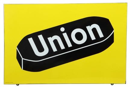 Union Briketts enamel sign, 1960s/70s, folded over