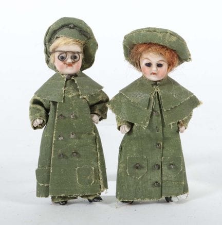 Couple d'enfants, vers 1920, têtes en porcelaine a