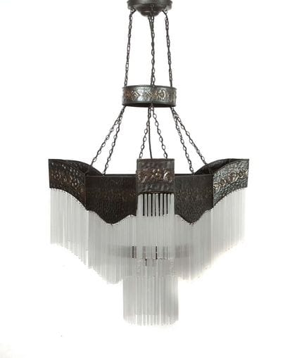 Art Deco pendant lamp with glass pendants, circa 1