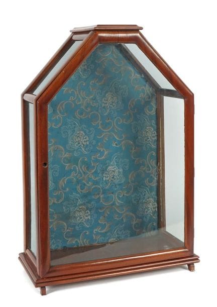 Tischvitrine 19. Jh., Nussbaum furniert, eintürige