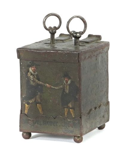Double-locked iron casket, likely Flemish, dated 1