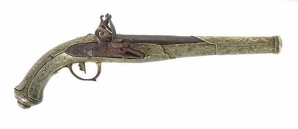 Steinschlosspistole mit Blechbeschlag 18./Anfang 1