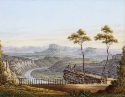 Porcelain painting depicting Saxon Switzerland, Me
