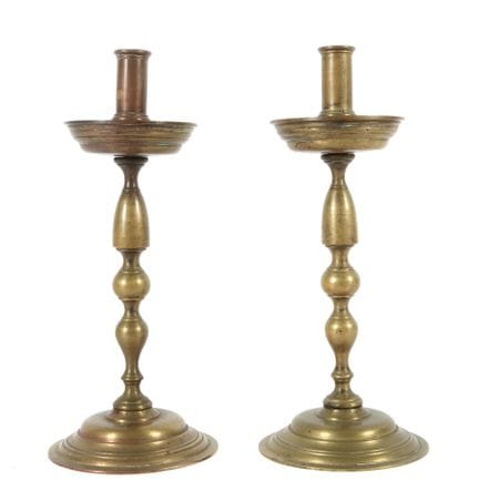 Pair of collar candlesticks, 18th/19th century, br