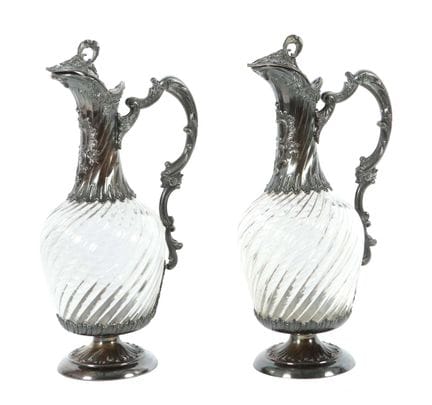 Pair of carafes, France, circa 1900. Colorless, op