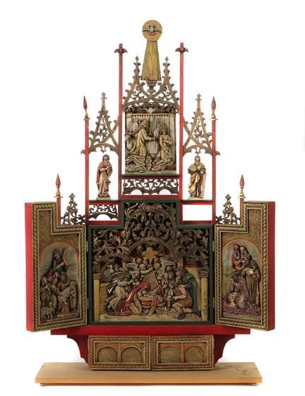 Neo-Gothic home altar, 20th/21st century, carved w