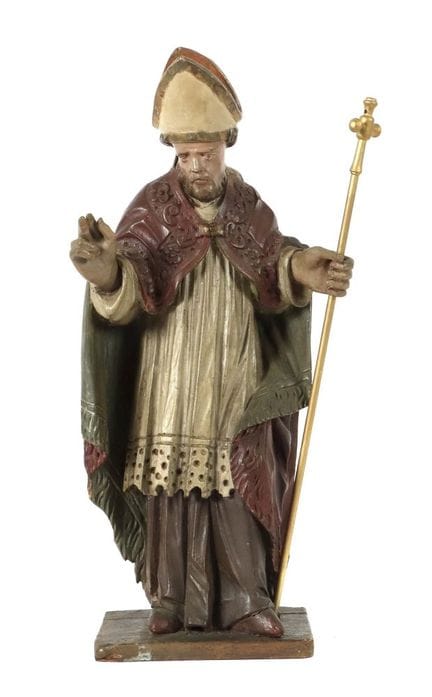 19th-century woodcarving, “Blessing Bishop,” carve