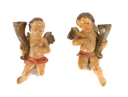 18th-century woodcarver. “Pair of Angel Candlestic
