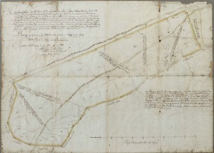 17th-century artist's "field map," a hand-drawn ma