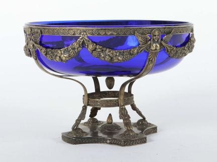 Table centerpiece with glass insert, probably Fran