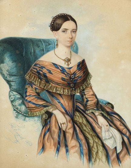 Pittore del XIX secolo. “Ritratto di una signora”,