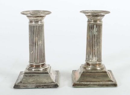 Pair of single-flame table candlesticks, William H