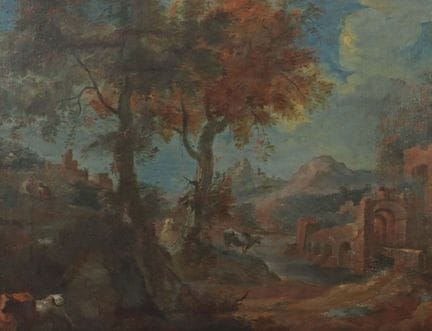 Pittore del XVIII secolo, ''Pastori con capre in u