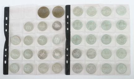 西德10马克硬币收藏套装，含35枚10马克硬币，925纯银，总重约540克，以及2枚戴姆勒-奔驰纪念