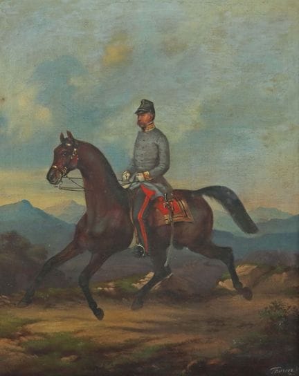 Pittore del XIX secolo. “Cavaliere in uniforme da 