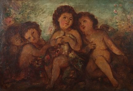 Pittore del XX secolo. “Putti nel giardino”, 4 put