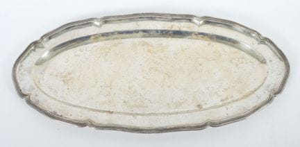 Large Baroque-style serving platter, Denmark, 1937