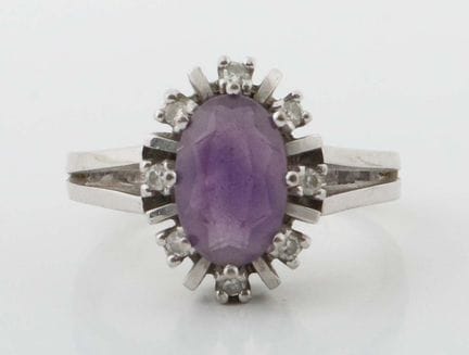 Bague avec améthyste 20e siècle, bague en or blanc
