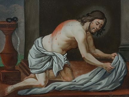 Reverse-glass painting “Christ After the Flagellat