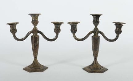 Pair of three-candle WMF candlesticks, Geislingen,
