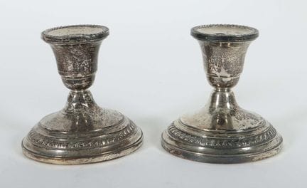 Pair of Crosby single-flame table candlesticks, 20