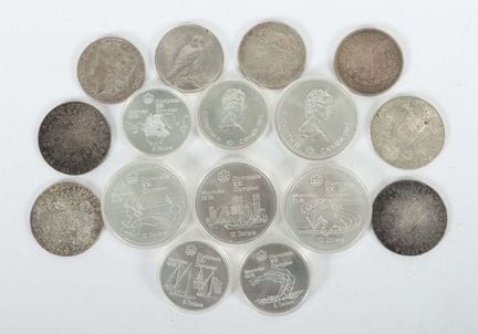 925银币收藏套装，4枚10美元币，蒙特利尔，1976年；4枚5美元币，蒙特利尔，1976年；2枚和