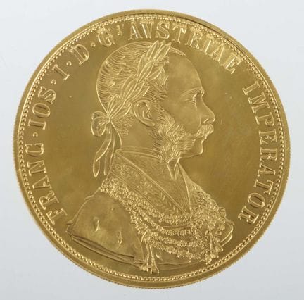 4-ducat gold coin from Austria, dated 1915, 986 fi