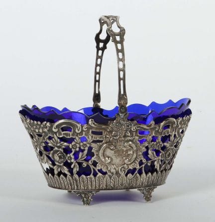 Bowl with handles, ca. 1900, 800 silver, approx. 2