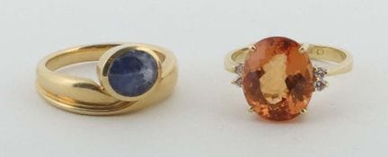 2 bagues du XXe siècle, 2 bagues en or jaune 750, 