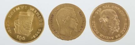 3 gold coins from France/Israel/the Netherlands, 9