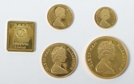 Isle of Man Coin Set 1977, 916 gold, approx. 68.89